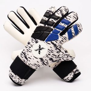Negative Cut Goalkeeper Gloves custom white black blue design