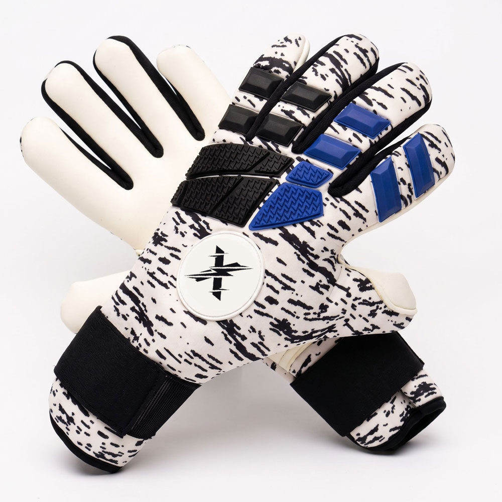Negative Cut Goalkeeper Gloves – Xlite Sports Negative Cut Goalkeeper Gloves custom white black blue design
