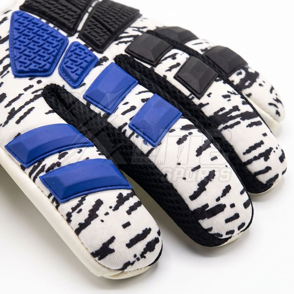 OEM Goalkeeper Gloves Backhand Detail – Xlite Sports OEM goalkeeper gloves raised blue black backhand detail