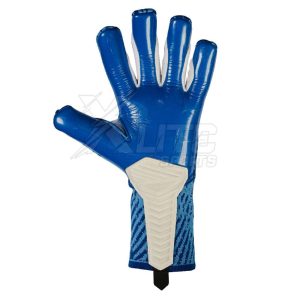 Blue latex goalkeeper gloves smooth palm and finger grip
