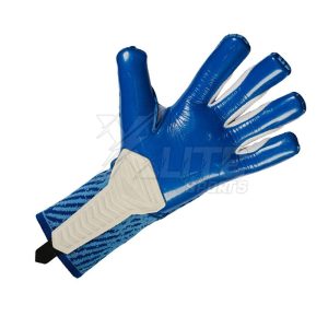 Professional goalkeeper gloves blue latex palm side construction